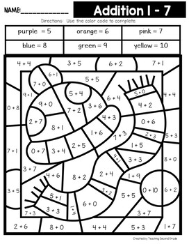 Winter color by number addition