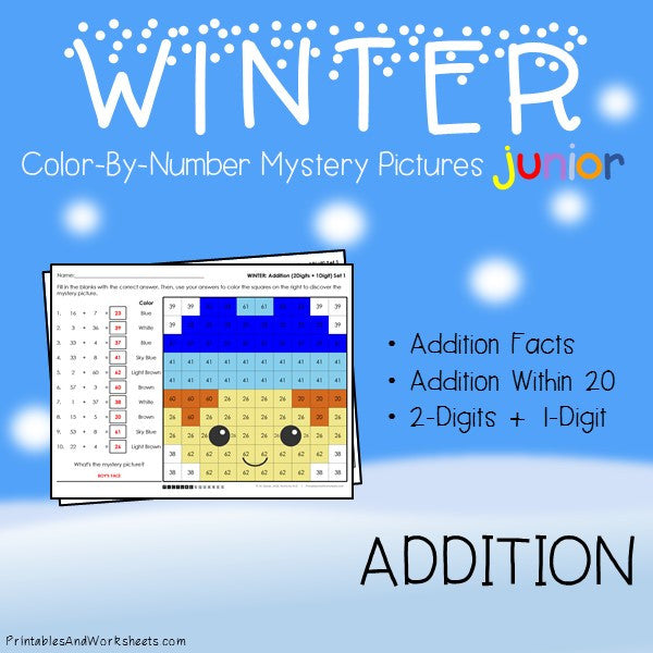 Winter addition facts color