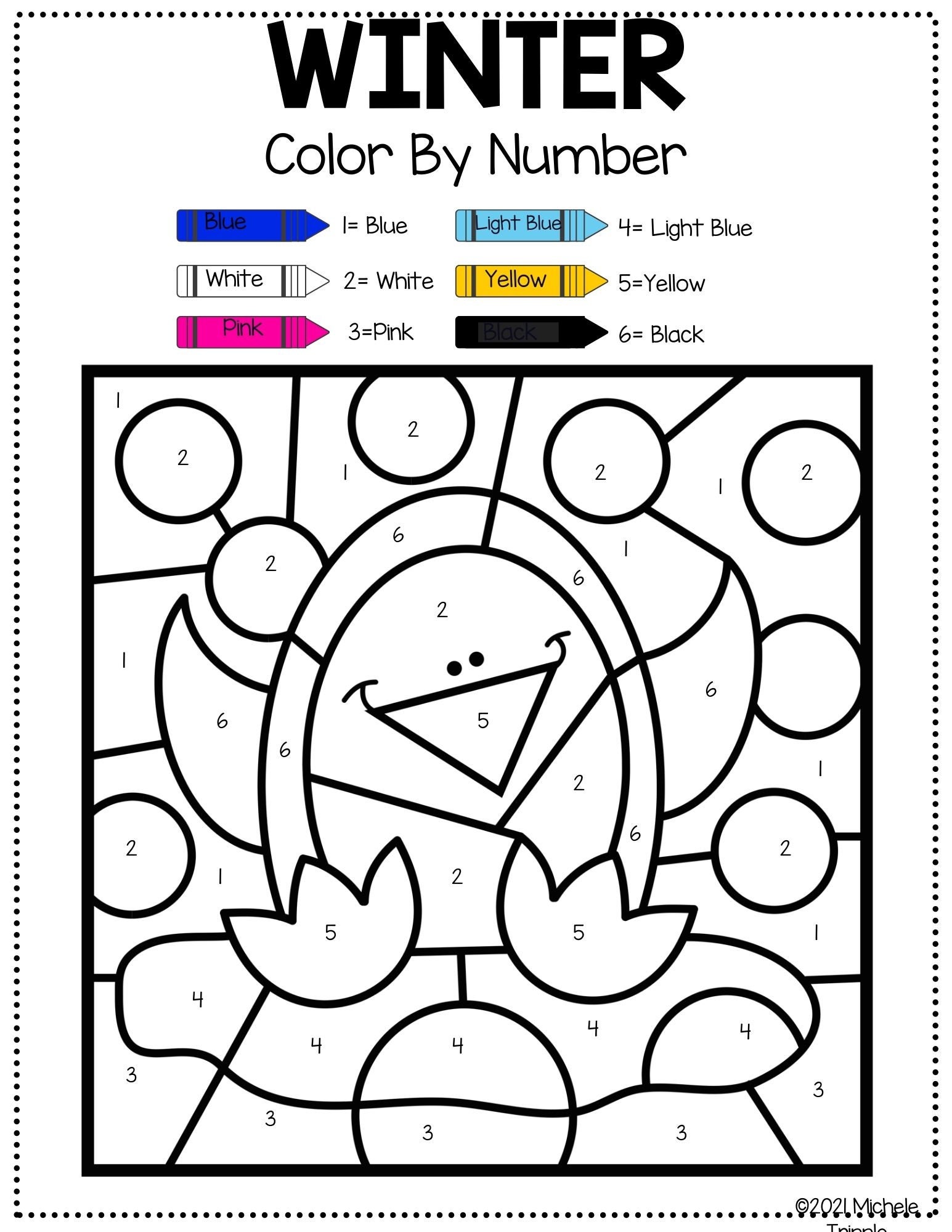 Winter color by number color by number activity for kids coloring guide for kids fun activity for kids instant download