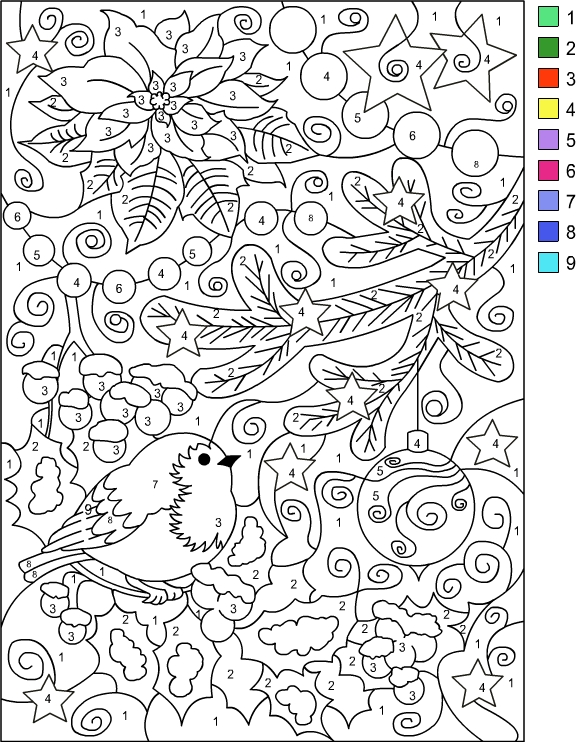 Nicoles free coloring pages color by number winter coloring page