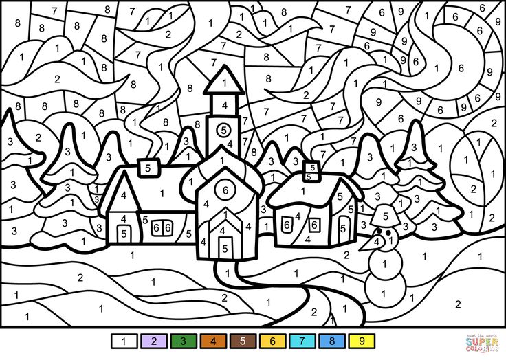 Winter town color by number free printable coloring pages christmas color by number christmas coloring pages free printable coloring pages
