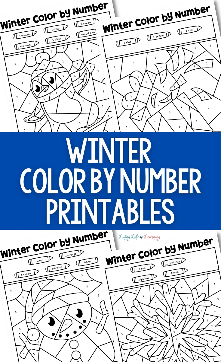 Winter color by number printables