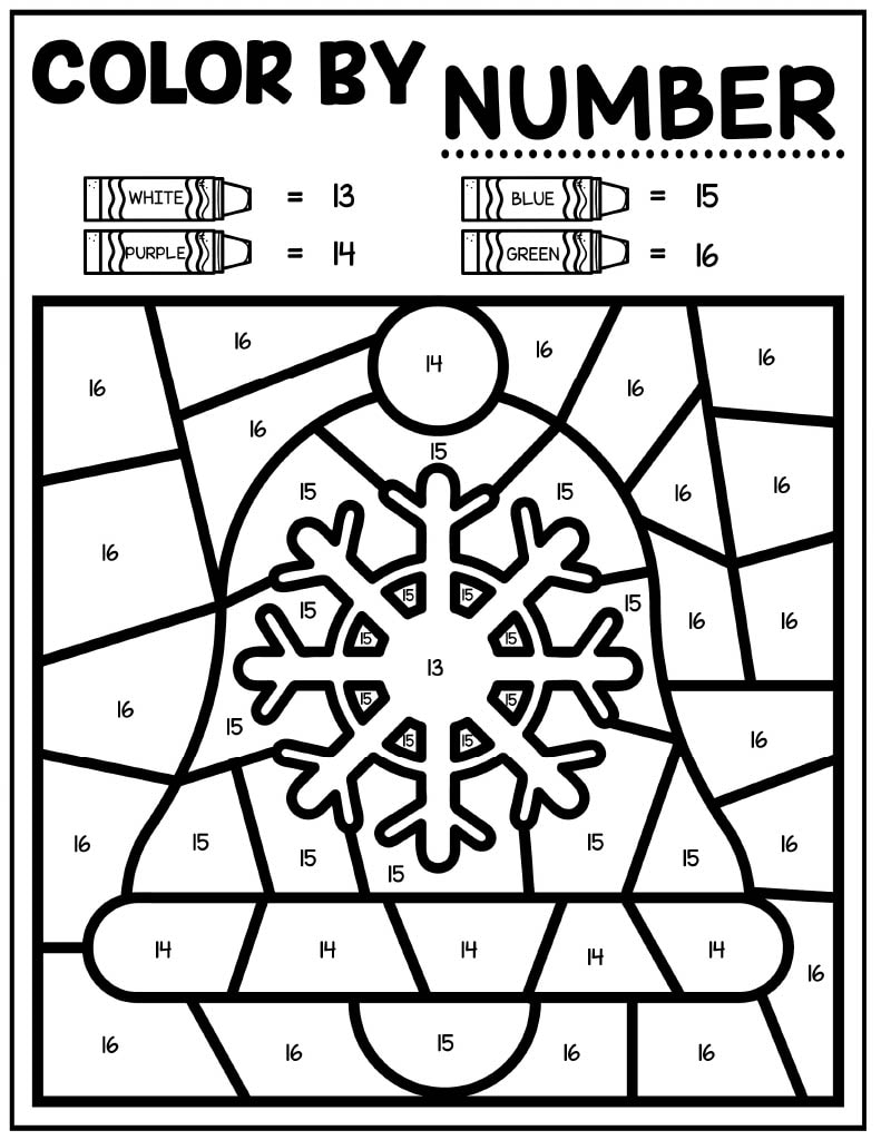 Winter color by number pages