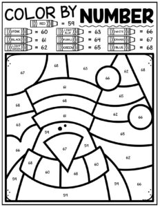 Free color by number winter worksheets