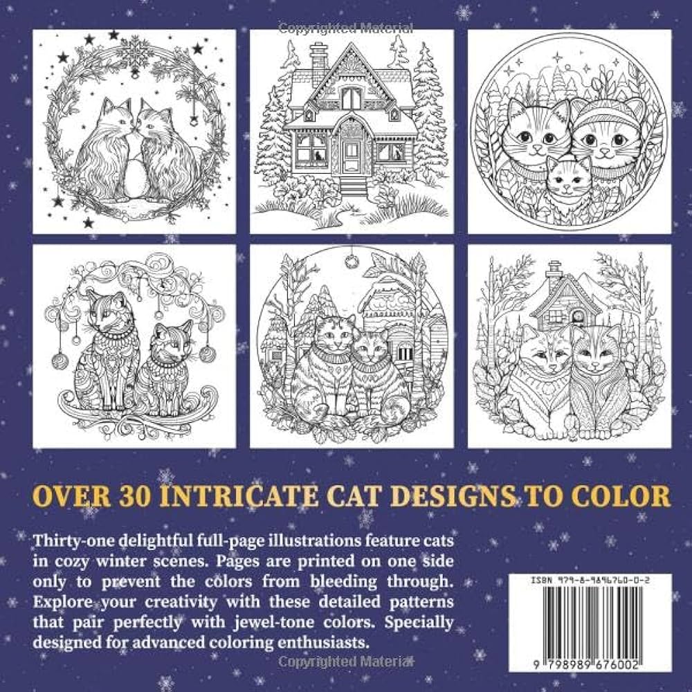 Cozy winter cats coloring book a wonderland of over intricate designs for cat lovers clemson ginny books