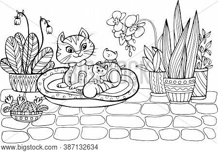 Coloring page cat vector photo free trial bigstock