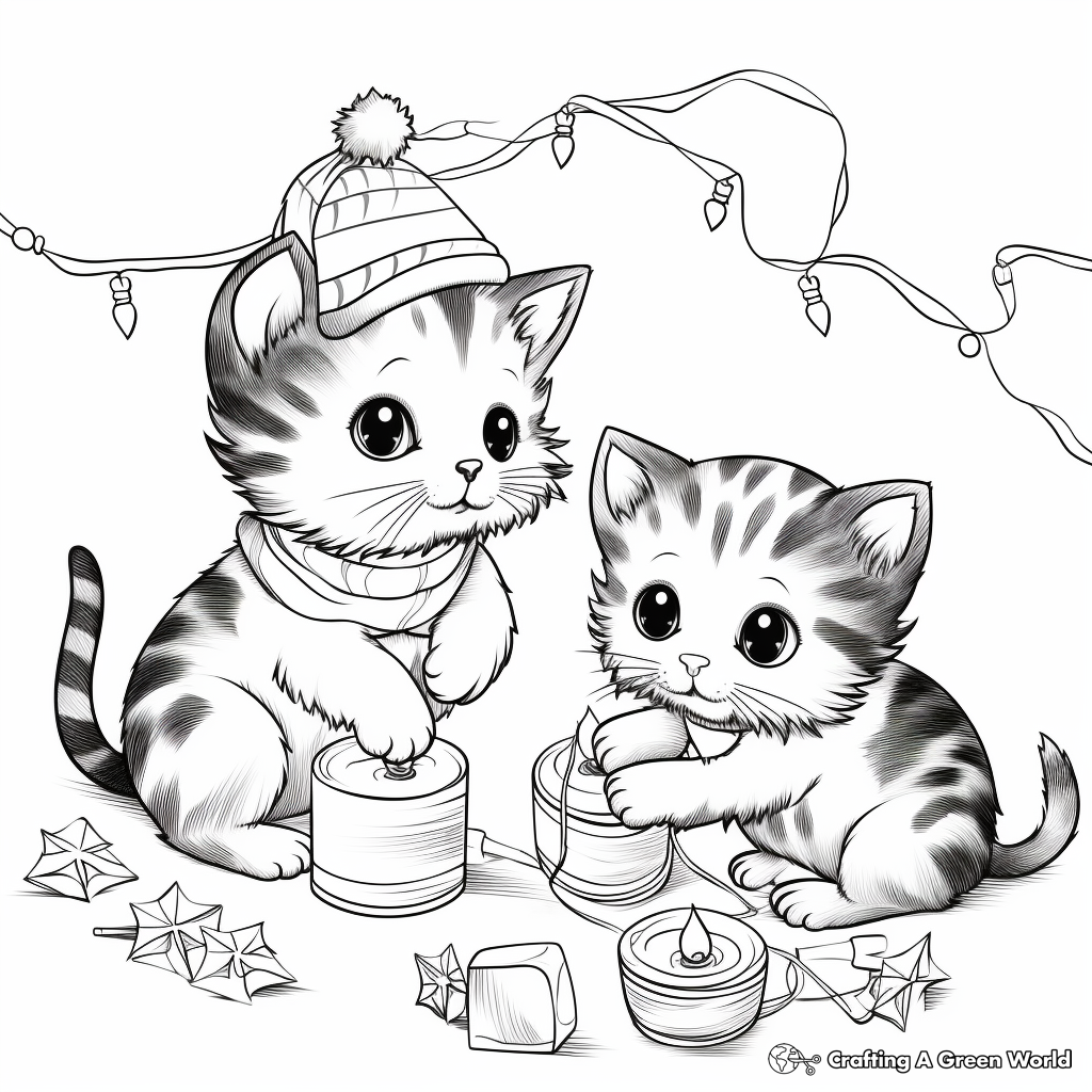 Christmas cat coloring pages