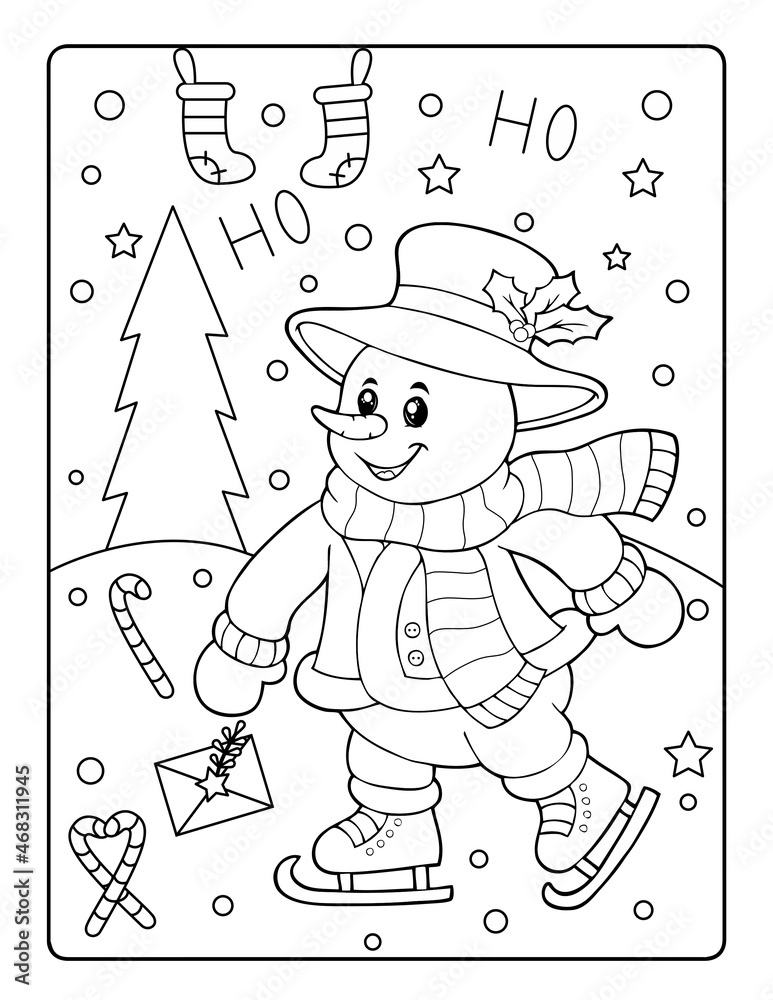 Christmas coloring pages for kids winter coloring pages for kids christmas coloring book pages for kids illustration