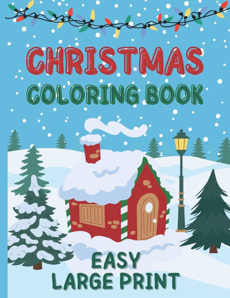 Easy christmas coloring book large print winter christmas coloring pages for teens adults and senior perfect for stress relief and relaxation publishing three cats books