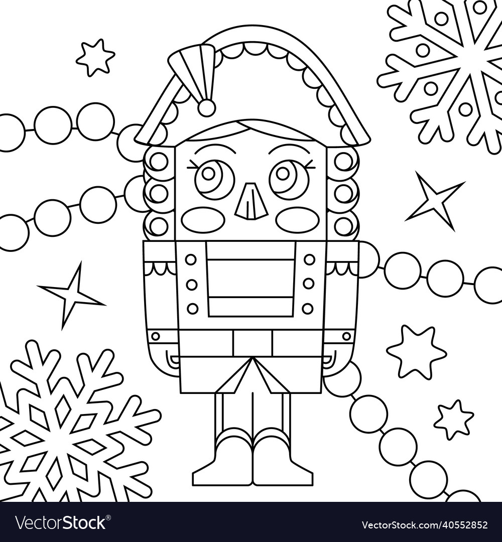 Christmas coloring book for children winter decor vector image