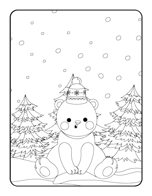 Premium vector winter coloring book page christmas coloring page worksheet outline illustration page