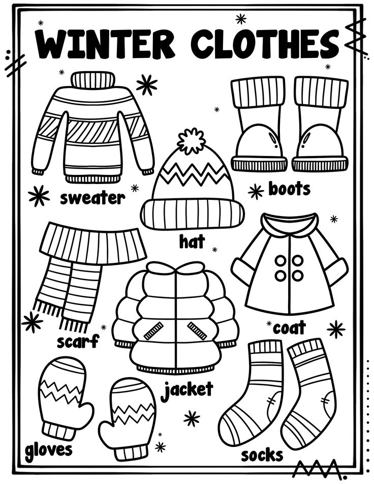 Winter clothes coloring page ropa de invierno pcolorear englishspanishgerman english activities for kids winter activities preschool winter activities for kids