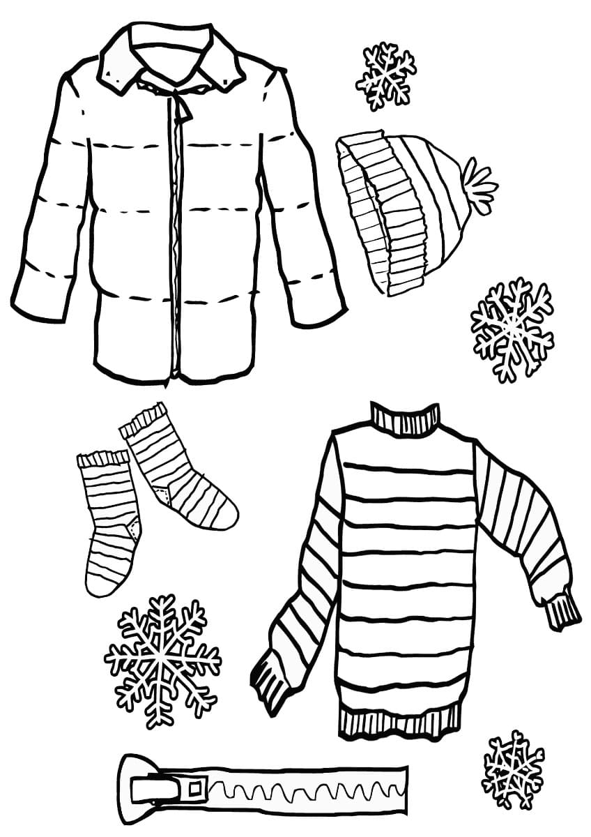 Free clothes outline coloring page