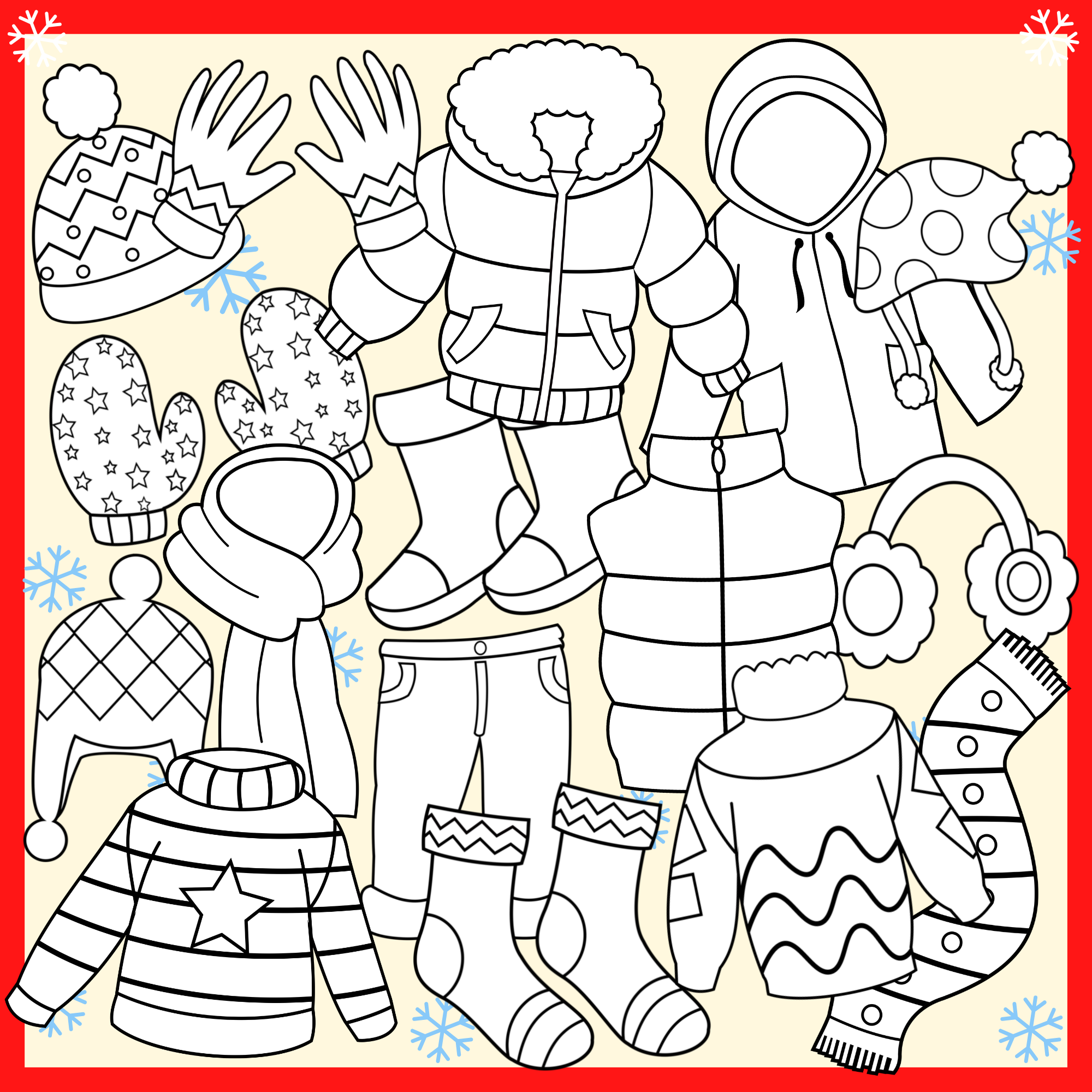 Warm winter clothes clipart made by teachers