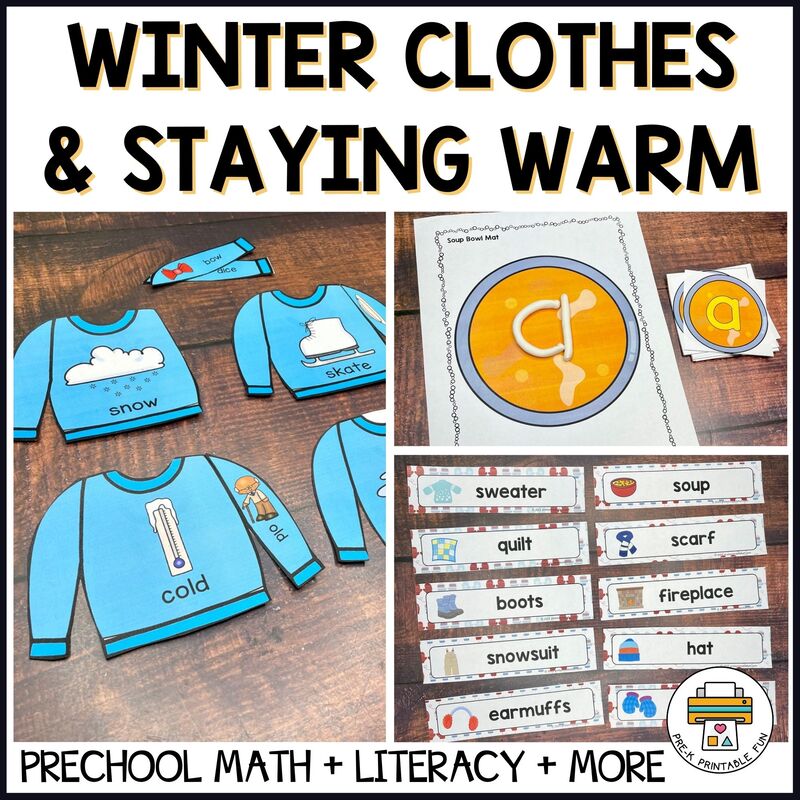 Winter clothes activity pack