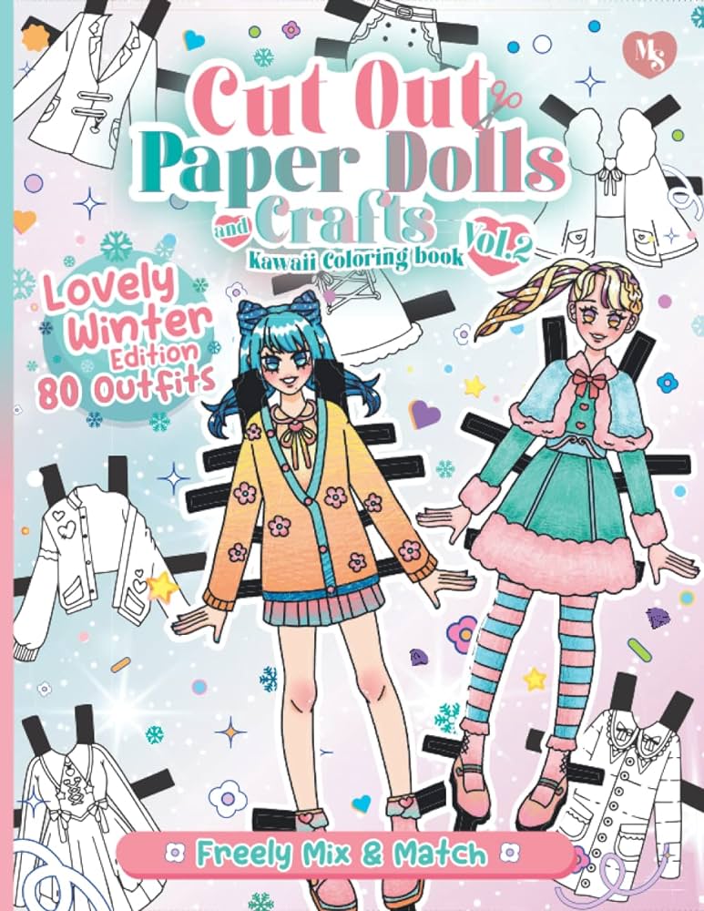 Cut out paper dolls and crafts kawaii coloring book lovely winter edition outfits vol