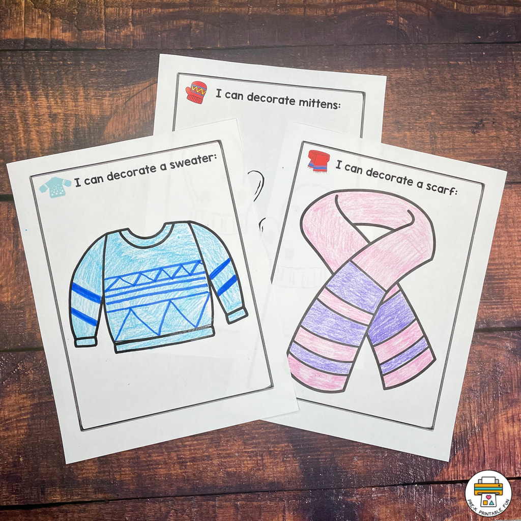 Winter clothes activity pack