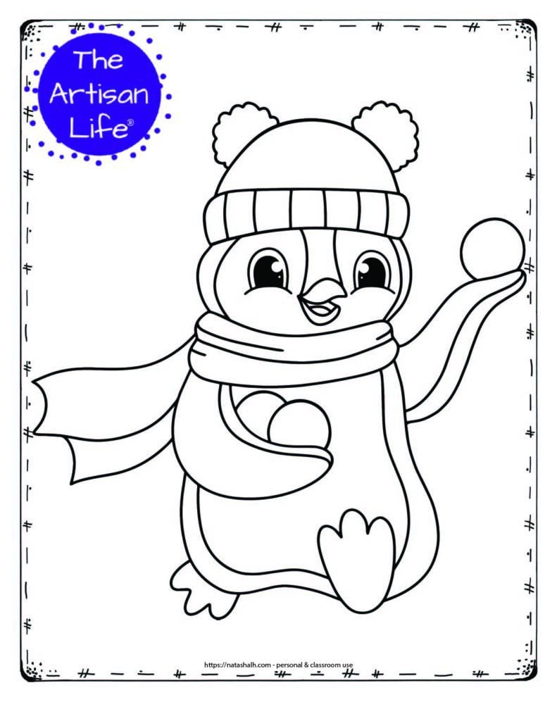 Free printable winter animal coloring pages for kids