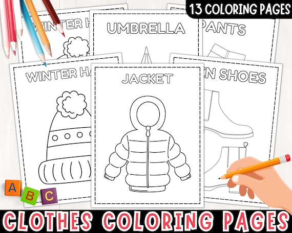 Winter wear coloring pages clothes coloring sheets winter activity for kids winter clothes coloring sheets printable pdf download now