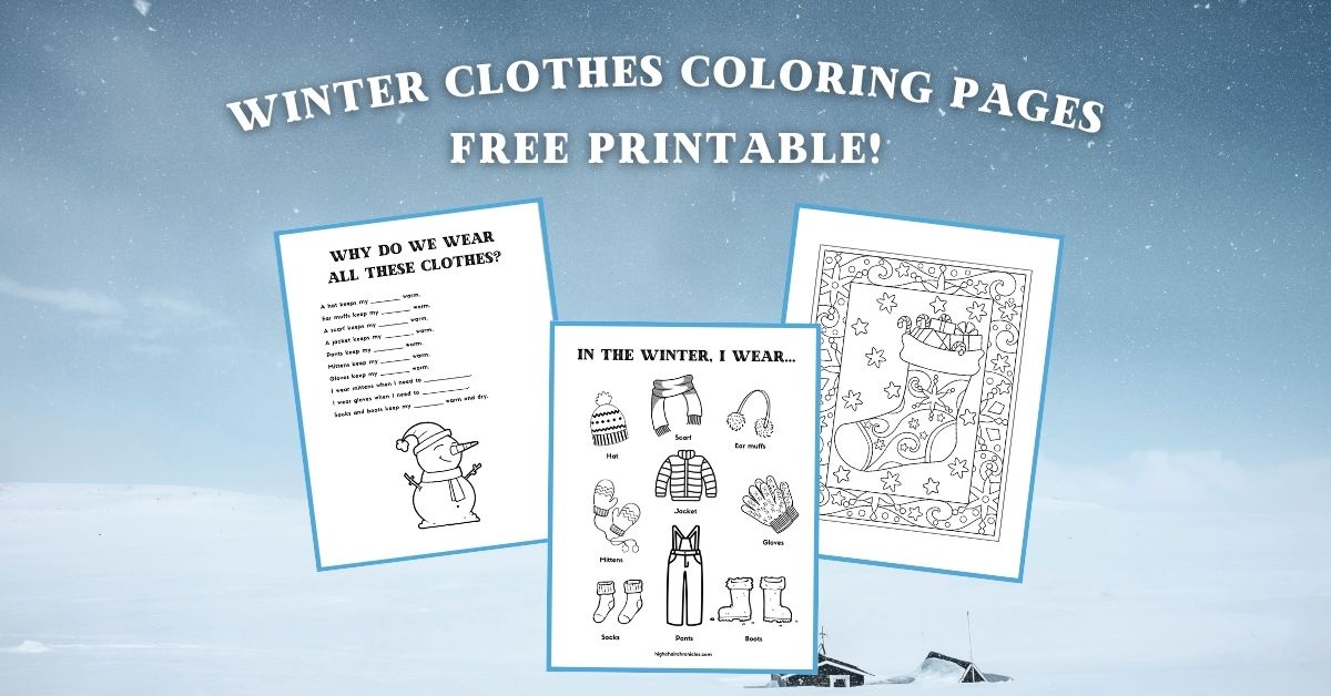 Winter clothes coloring pages for toddlers and preschoolers
