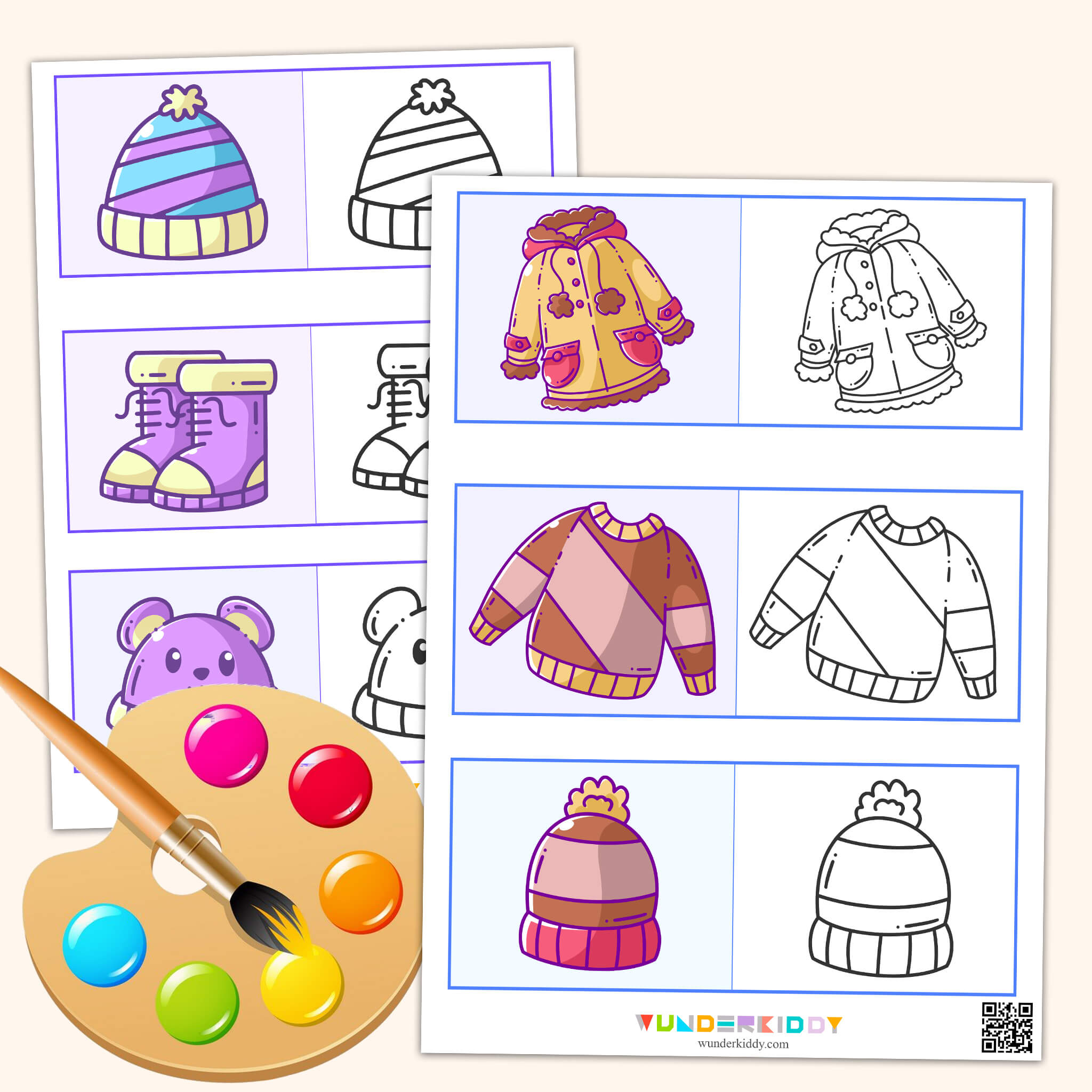 Winter clothes coloring pages printable pdf