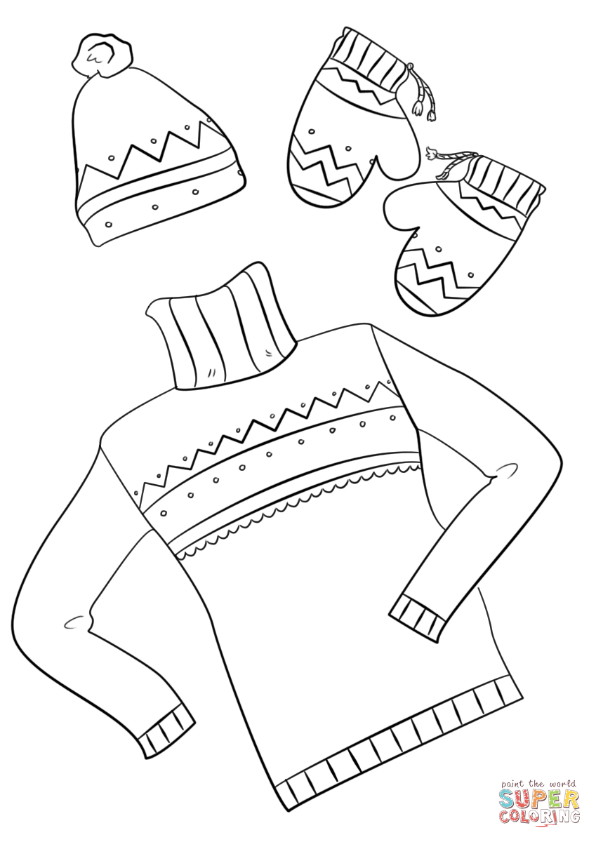 Winter clothes coloring page free printable coloring pages