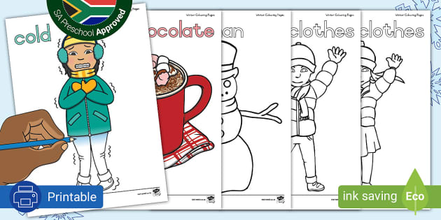 Winter season colouring pages