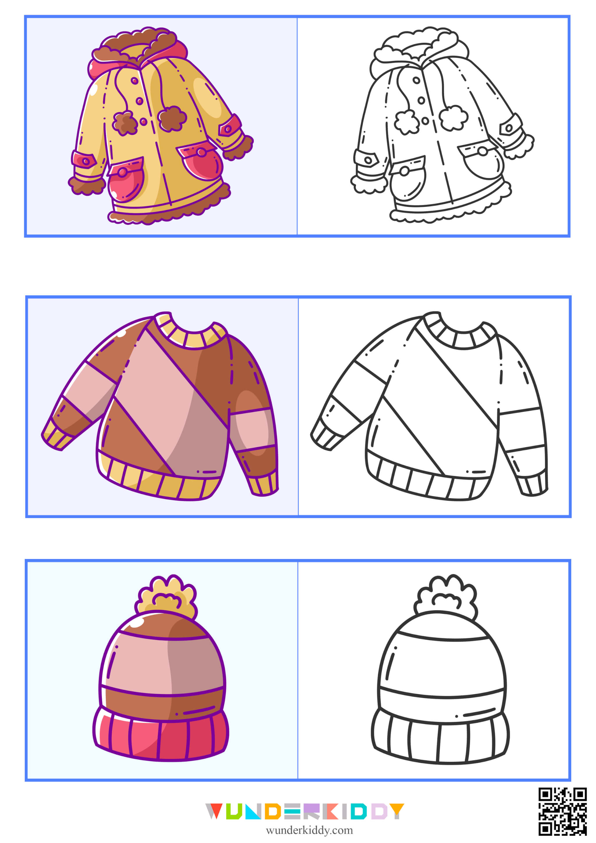 Winter clothes coloring pages printable pdf