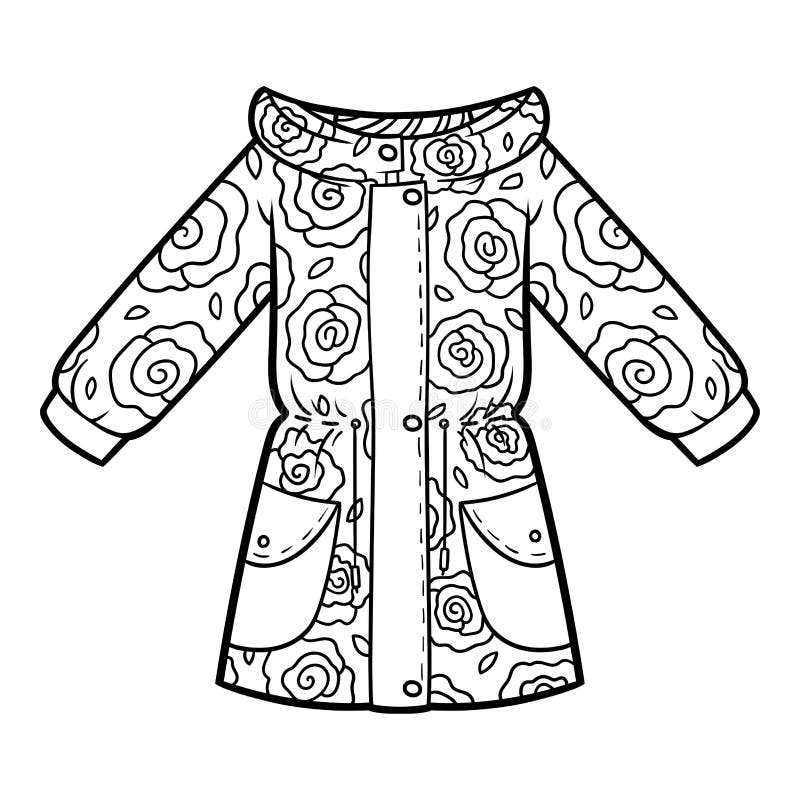 Coloring book girls parka jacket stock vector