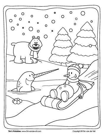 Winter coloring page â tims printables