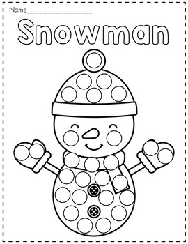 Winter dot markers coloring pages by the kinder kids tpt