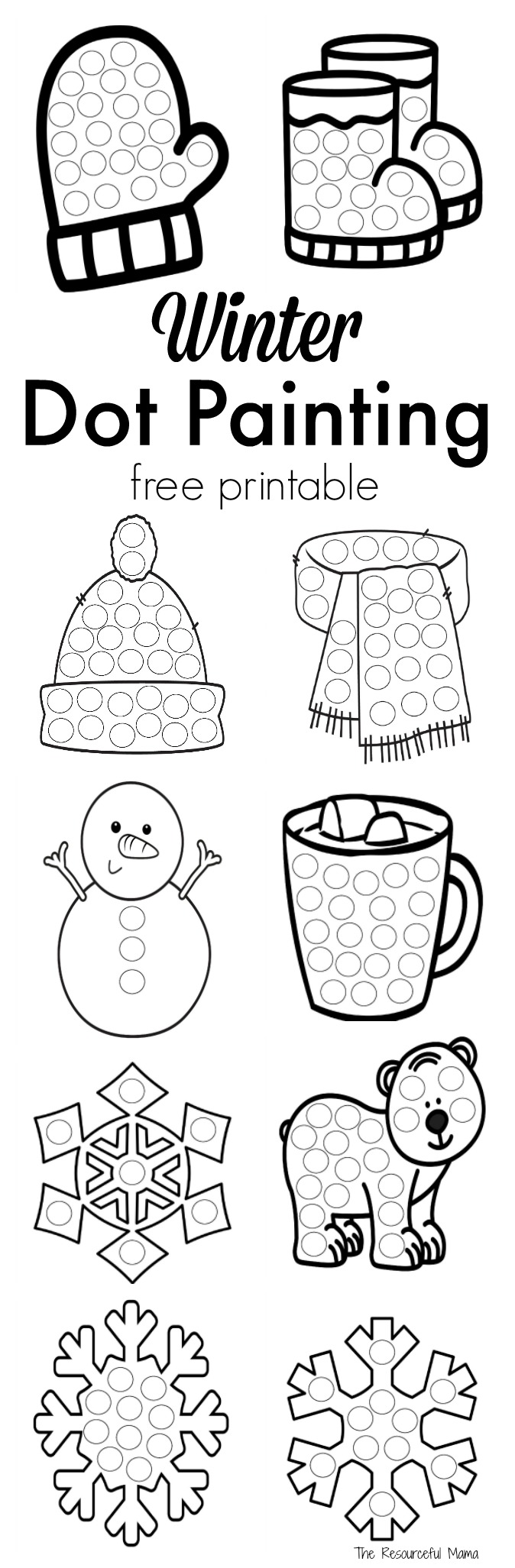 Winter dot painting free printable