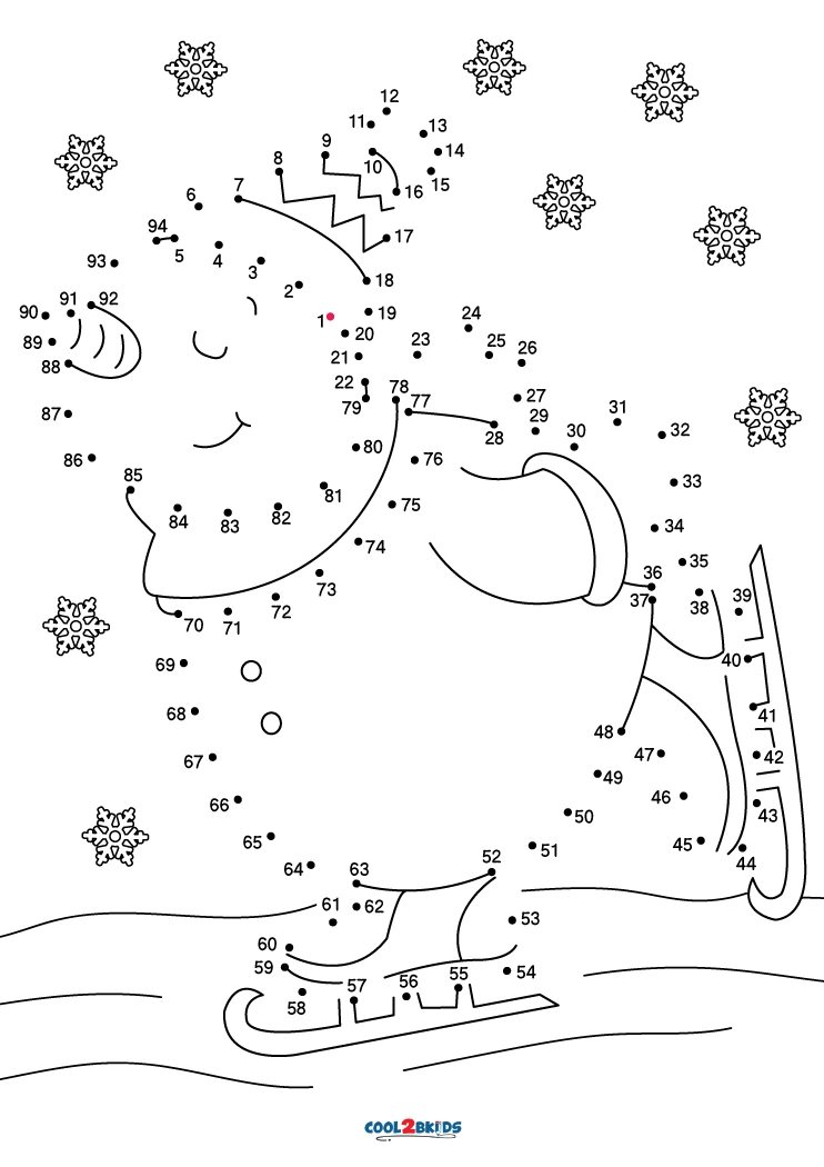 Free printable winter dot to dot