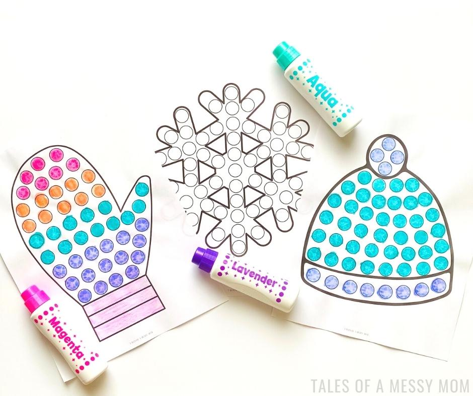 Free winter theme dot marker printables