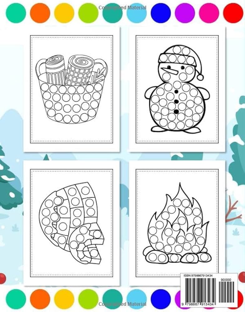 Hello winter dot art cute winter dot marker coloring book for kids boys and girls ages