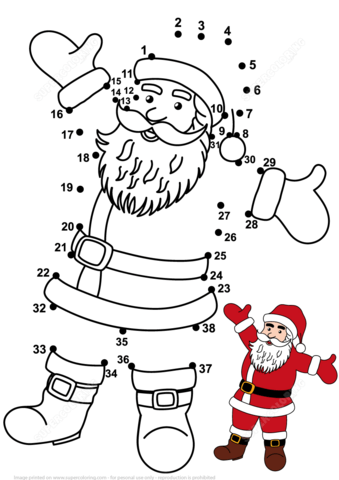 Santa claus dot to dot free printable coloring pages