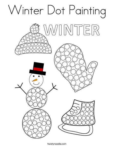 Winter dot painting coloring page