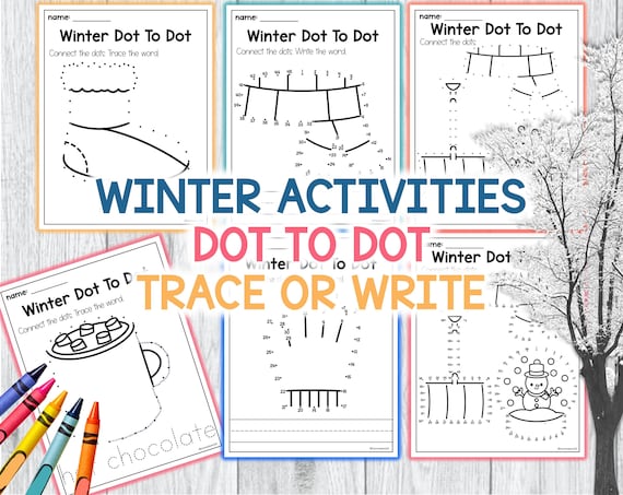 Winter dot to dot printable coloring pages winter activities for preschool