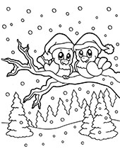 Winter coloring page with snowman