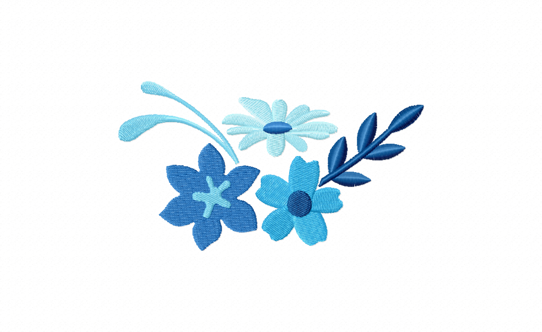 Winter blue floral stitched embroidery design â daily embroidery