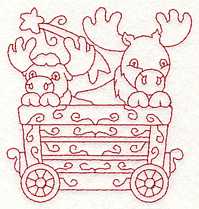 Embroidery design train with moose redwork w x h