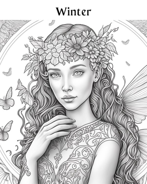 Fascinating fairy coloring pages for adults