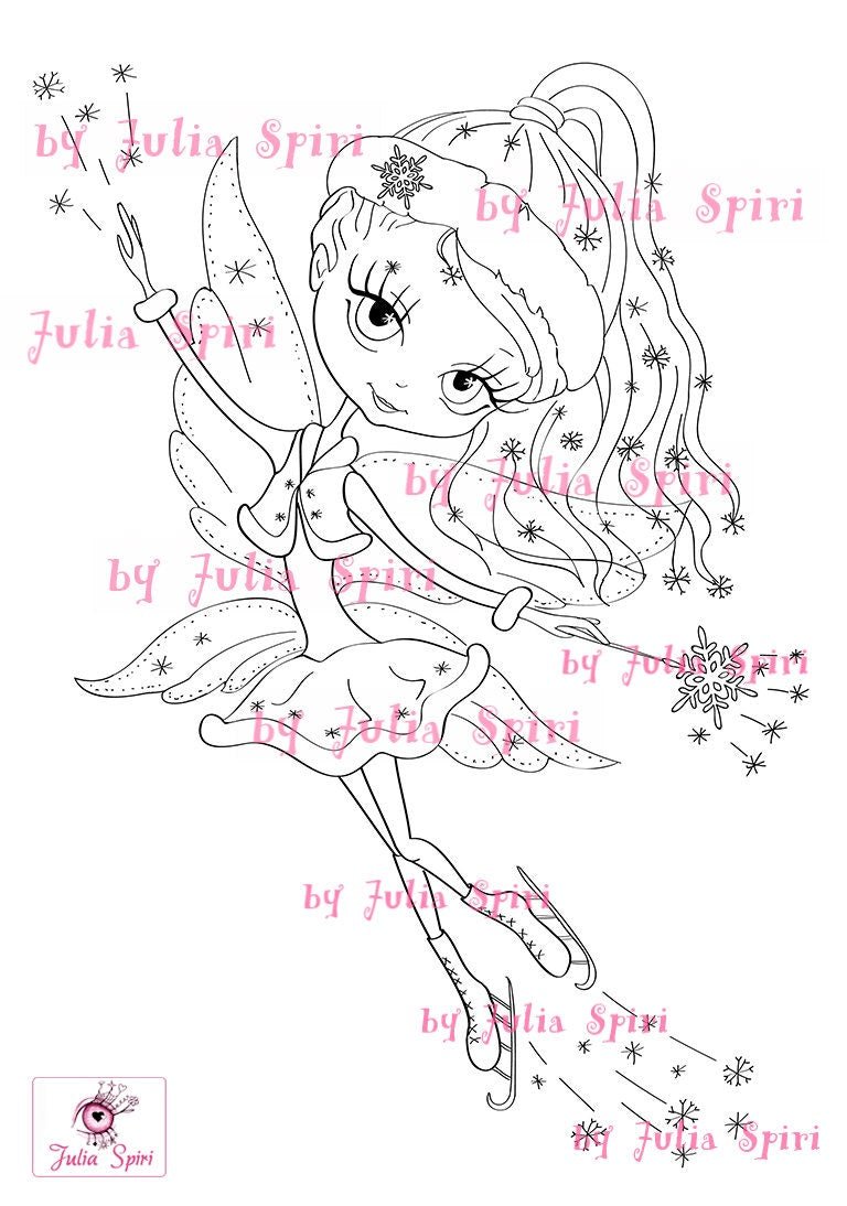 Coloring page winter fairytale the snow fairy â the art of julia spiri