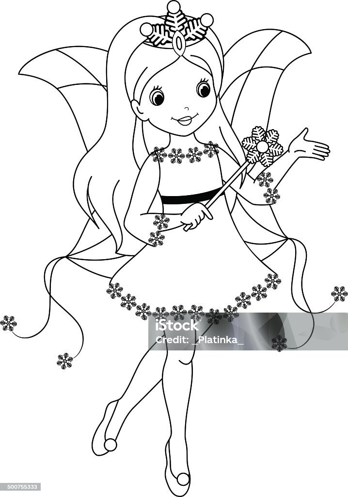 Fairy winter coloring page stock illustration