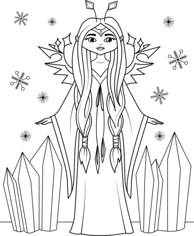 Ice fairy coloring page free printable coloring pages