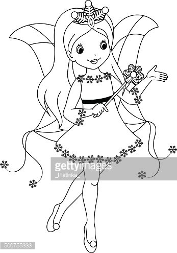 Fairy winter coloring page stock clipart royalty