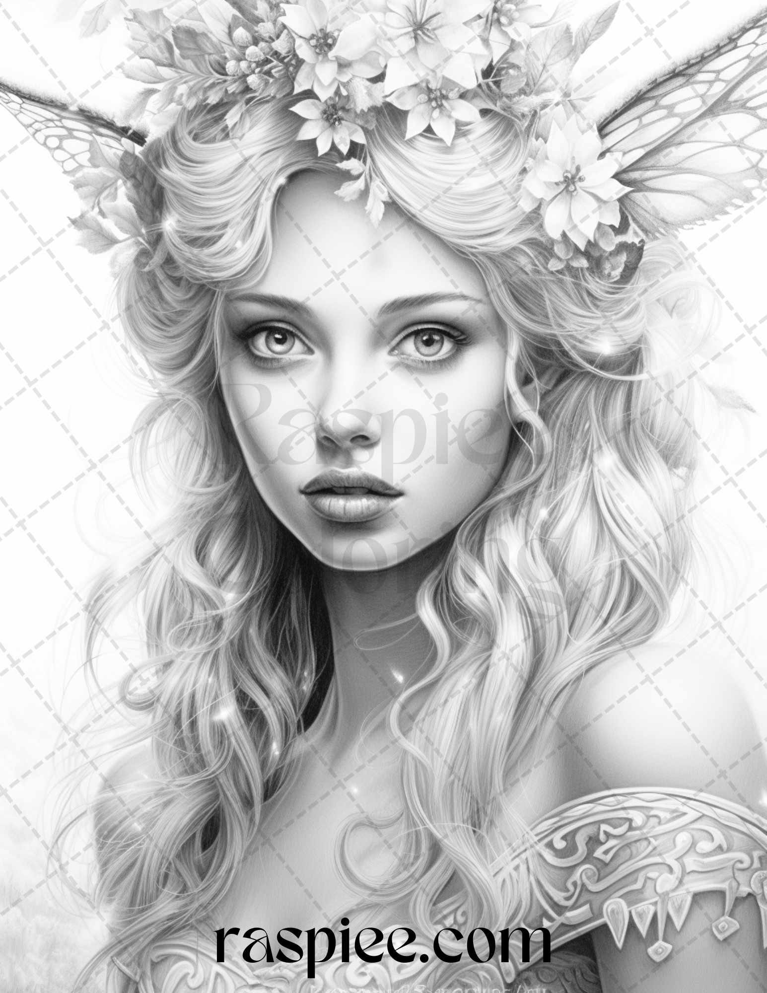 Winter fairy grayscale coloring pages printable for adults pdf fil â coloring