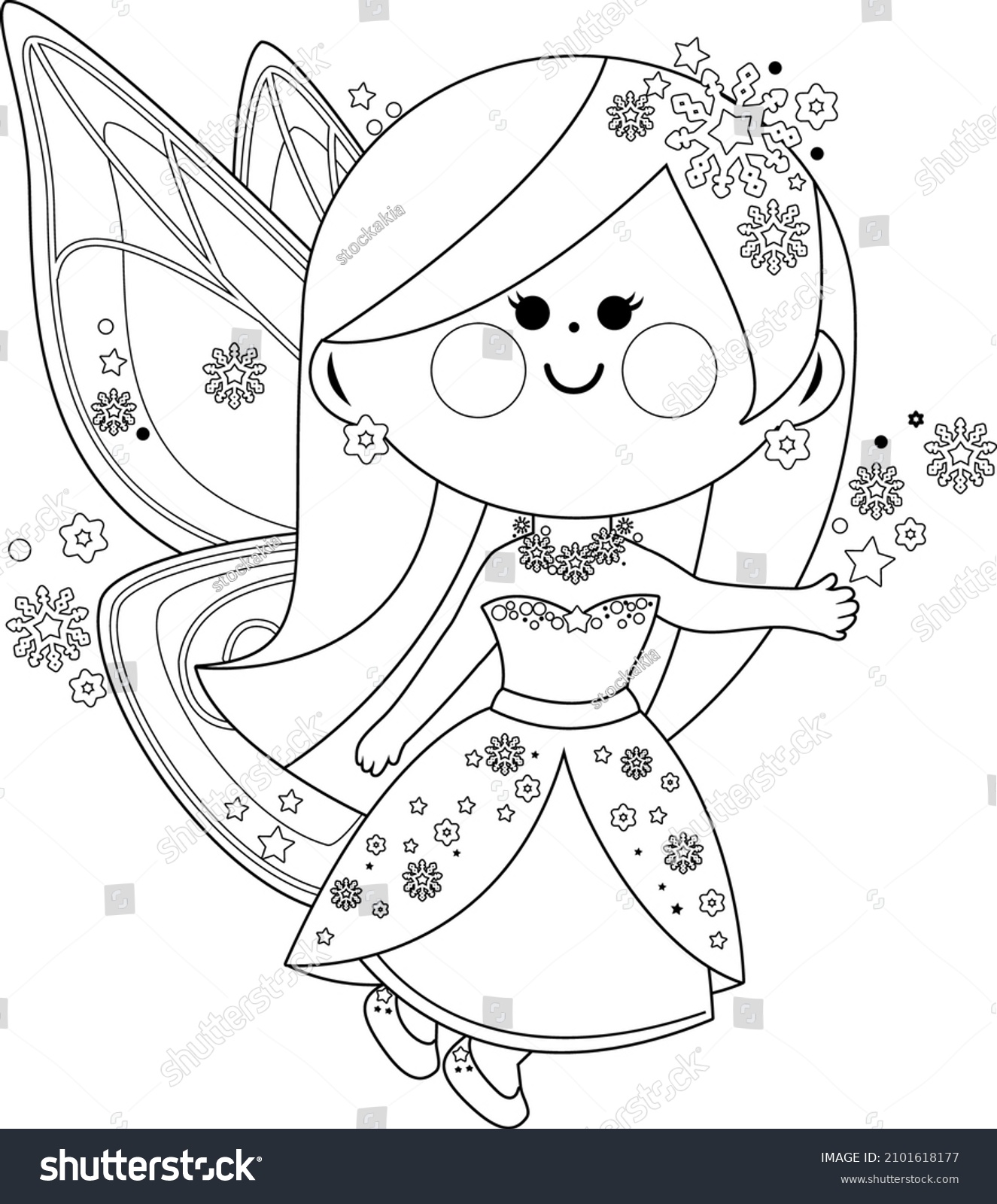 Beautiful winter fairy vector black white stock vector royalty free