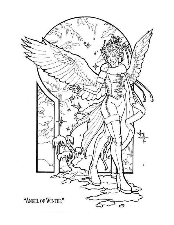 Winter angel angel coloring pages fairy coloring pages fairy coloring