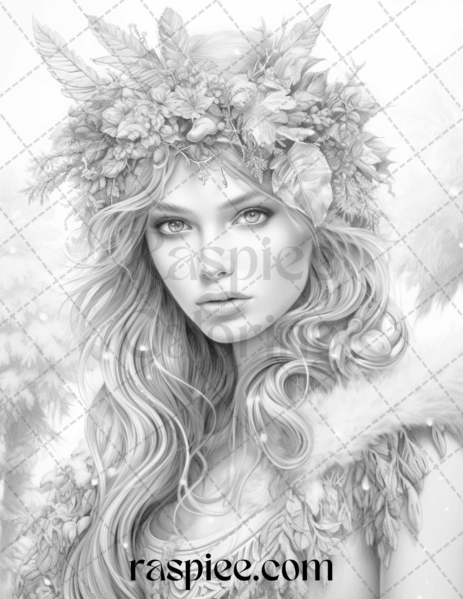 Winter fairy grayscale coloring pages printable for adults pdf fil â coloring